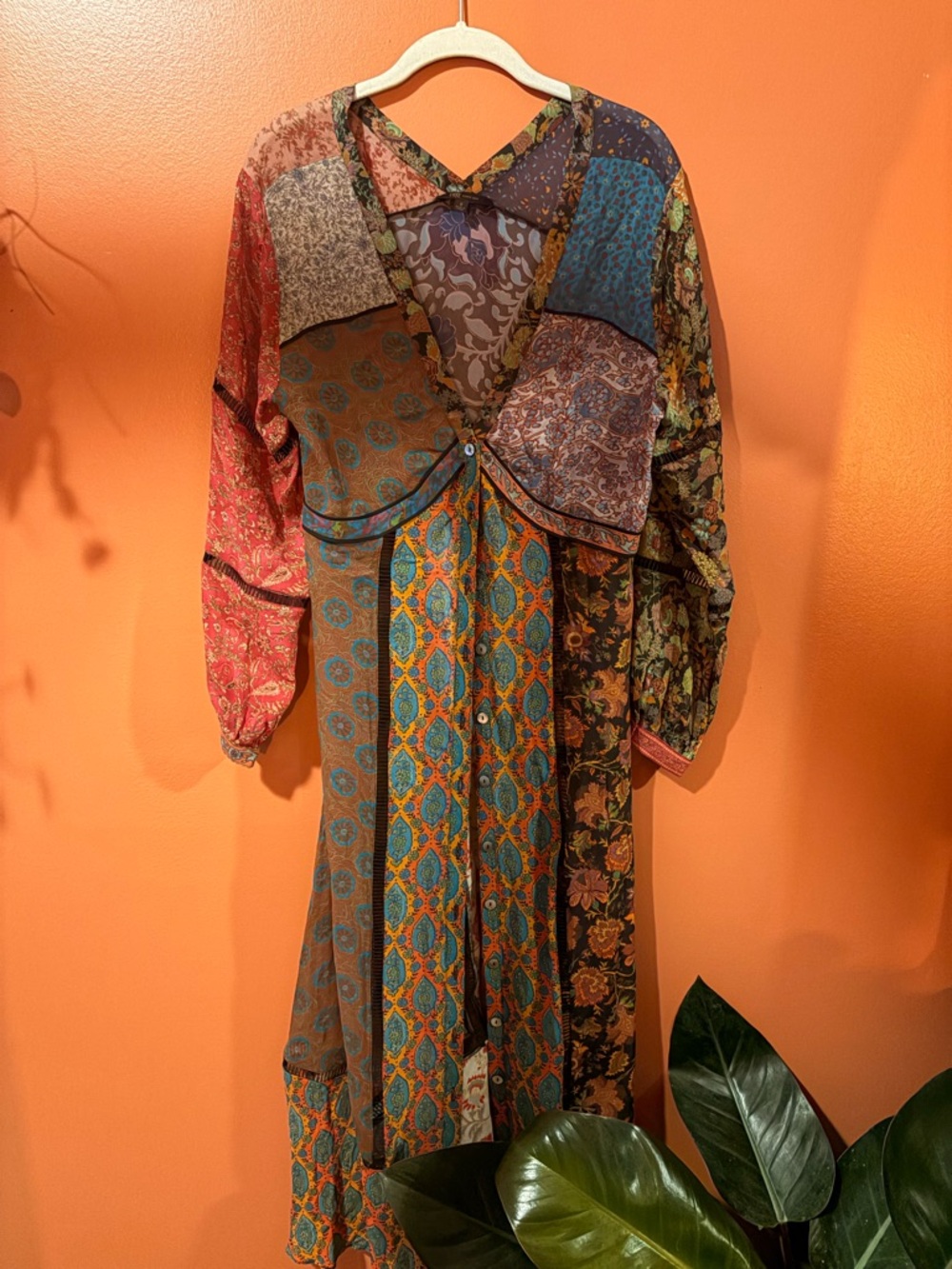 Boho Patchwork Maxi Duster with Mixed Prints - Picture 3 of 5